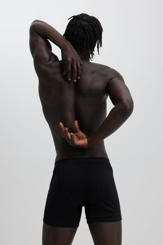 Merino Mens Sports Underwear in black, back view